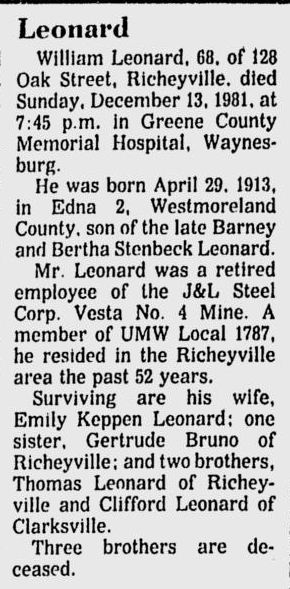 William Leonard obit